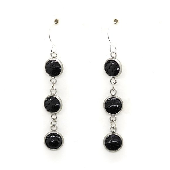 Black Scale Earrings - Picture 1 of 5